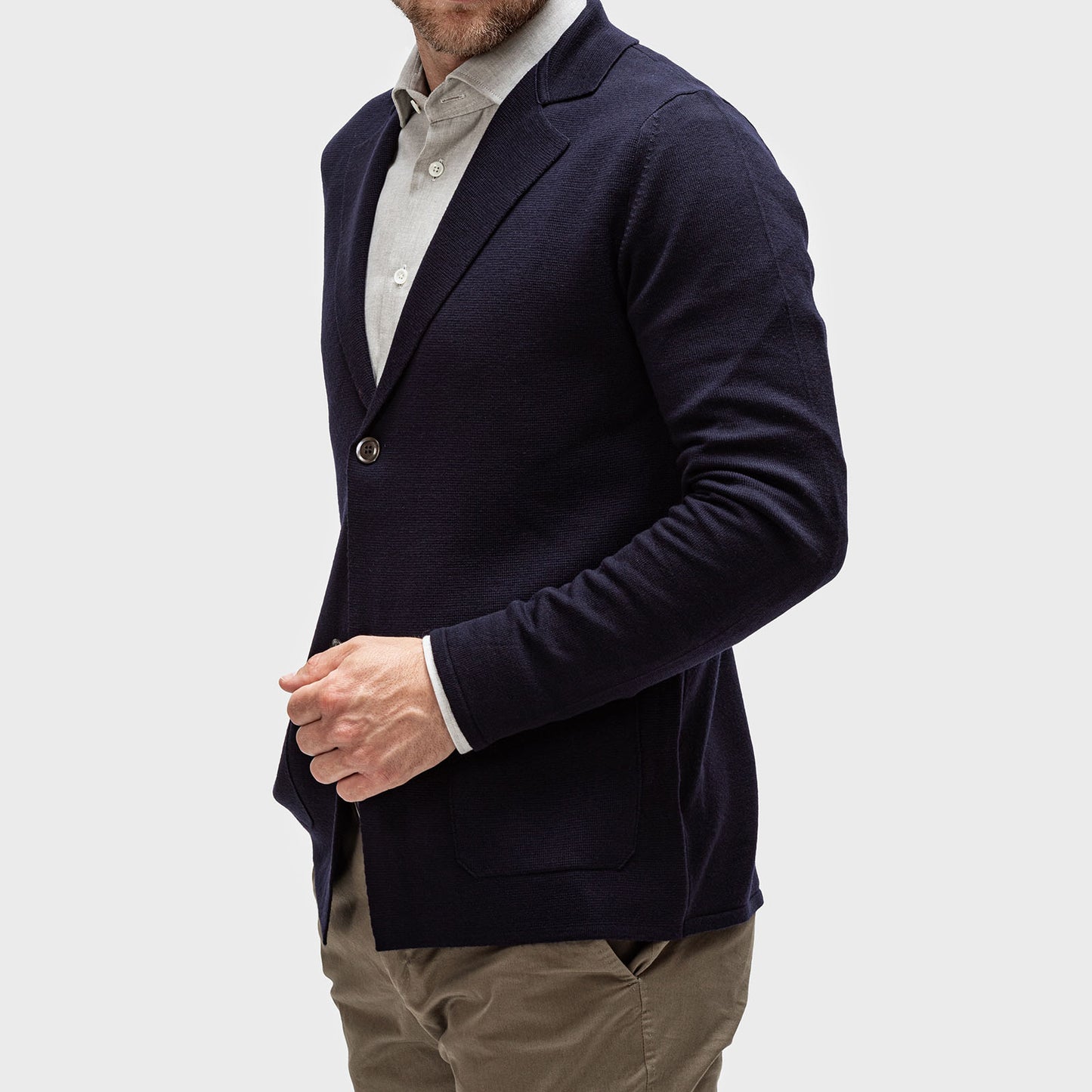 Knitted Wool Blazer, Notch Lapel
