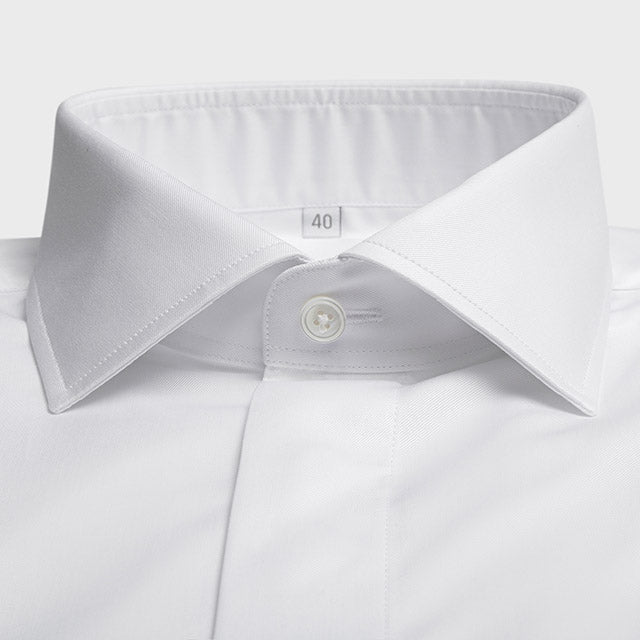 White Concealed Button with French Cuff