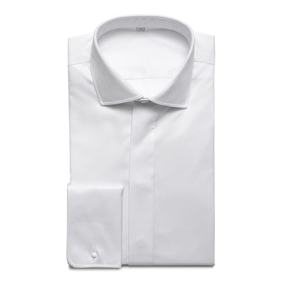 White Concealed Button with French Cuff